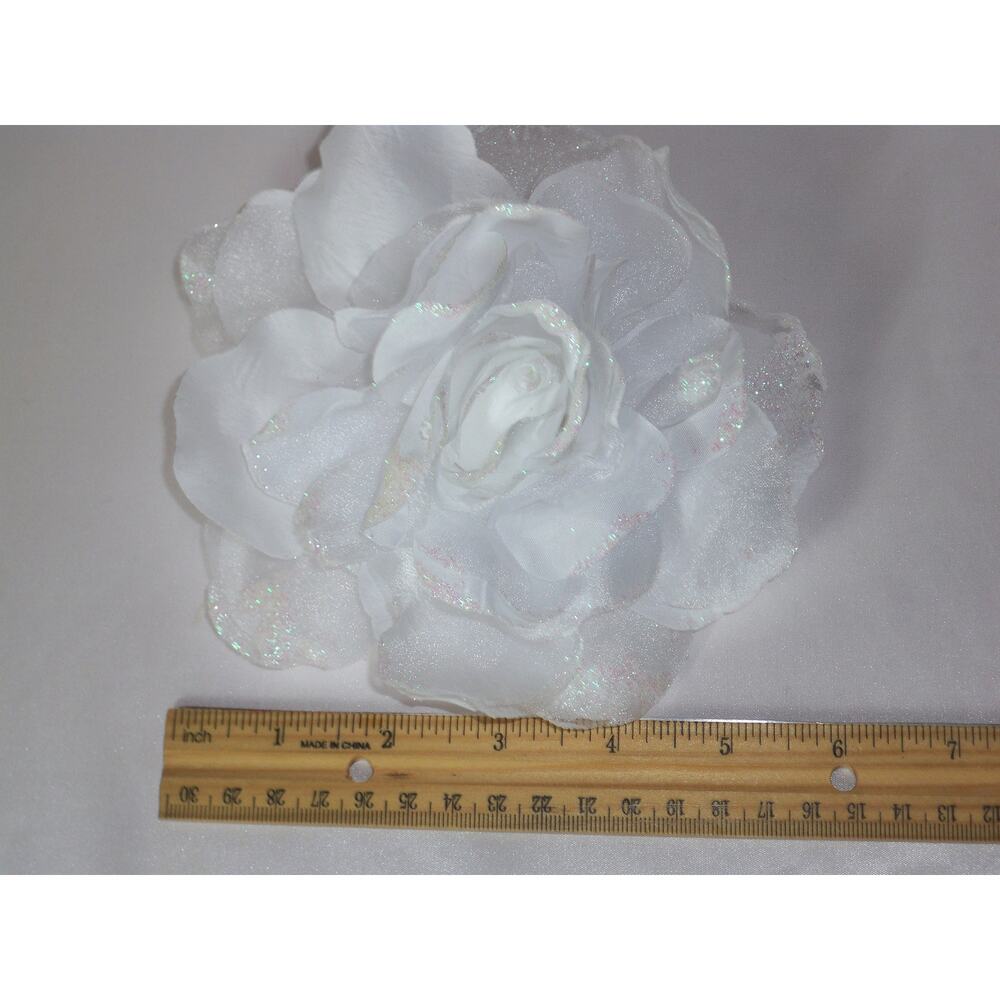 White flower hair pin hair clip hair tie, big flower white head piecel hairpiece